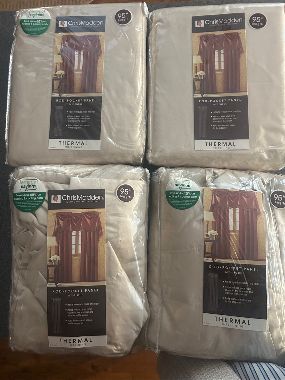 4 ChrisMadden Thermal Rod-Pocket Panel Curtains